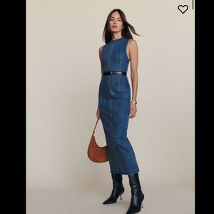 Reformation Kendi denim midi dress size 0 (fits 0-4)